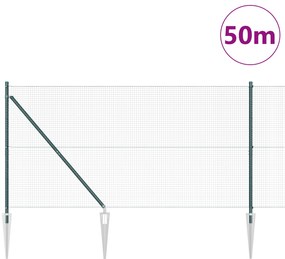 Cerca de Arame Soldado com 13 Postes de Espeto Verde 1x50 m Aço