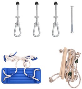 Assento de baloiço com escada de corda 37x15 cm PE azul