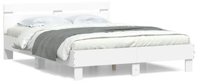 3207413 vidaXL Estrutura cama c/ cabeceira 150x200 cm derivados madeira branco
