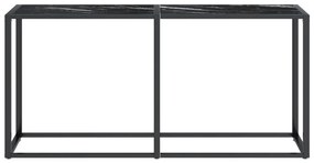 Mesa consola mármore preto 160x35x75,5 cm vidro temperado