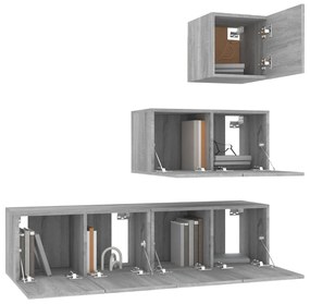Conjunto móveis de TV 4 pcs madeira processada sonoma cinza