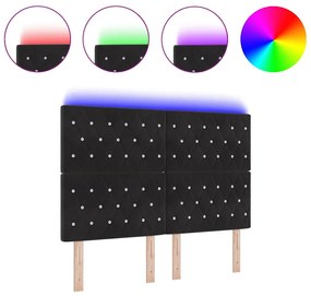 Cabeceira LED preta de 80 cm em veludo