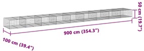 Cesto gabião com cobertura 900x100x50 cm ferro galvanizado