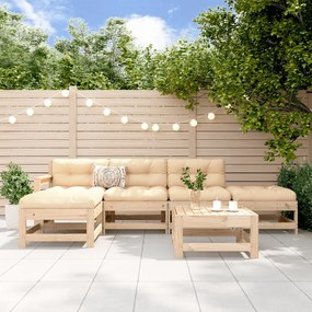 vidaXL 6 pcs conjunto lounge de jardim pinho maciço