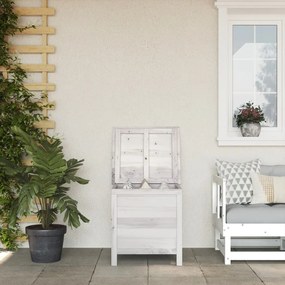 Caixa de arrumação p/ jardim 50x49x56,5 cm abeto maciço branco