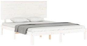 Estrutura de cama King Size com cabeceira madeira maciça branco