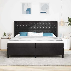 Cama Box Spring vidaXL com Colchão e LED Preto 200x200 cm Veludo