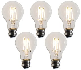 Conjunto de 5 lâmpadas LED E27 reguláveis A60 transparentes 4,5W 500 lm 2700K