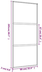 Porta deslizante 90x205 cm vidro ESG fosco/alumínio dourado