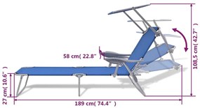 Espreguiçadeira com toldo aço azul