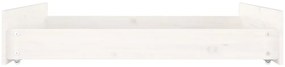 Gavetas de cama 2 pcs madeira de pinho maciça branco