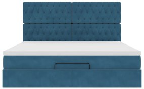 Estrutura cama otomana colchões 180x200 cm veludo azul escuro