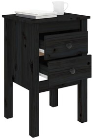 Mesa de cabeceira 40x35x61,5 cm madeira de pinho maciça preto