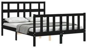 Estrutura de cama com cabeceira 140x200 cm madeira maciça preto