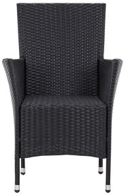 5 pcs conjunto de jantar para jardim vime PE preto