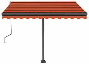 Toldo retrátil manual independente 300x250cm laranja e castanho