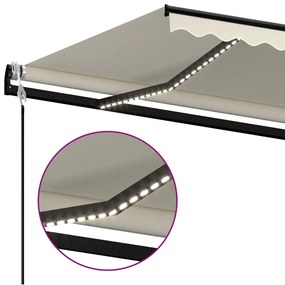 Toldo automático com LED e sensor de vento 400x350 cm cor creme