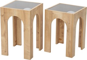 Conjunto de Mesas de Café Seine – Cinzento Escuro e Carvalho – 35x50 c