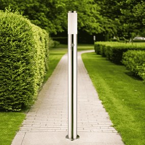 Candeeiro de jardim caminho Ivy em aço inoxidável 1000 x 76 mm com sensor Prateado