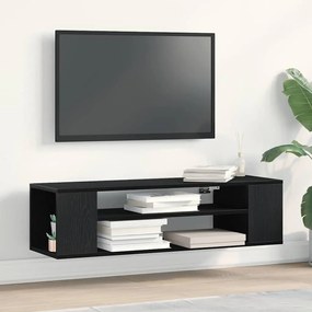 Gabinete de TV Montado na Parede vidaXL Preto Carvalho 100x30x26,5 cm em Madeira de Engenharia