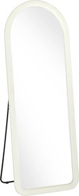 HOMCOM Espelho de Corpo Inteiro 160x60 cm com Moldura em Arco Aveludada, de Pé, Apoiado ou de Parede, Creme | Aosom Portugal