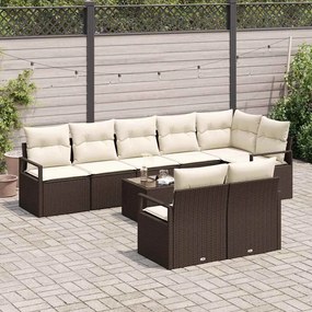 vidaXL Conjunto de Sofá de Jardim 9 pcs Castanho Rattan Sintético