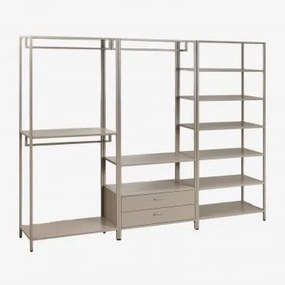 Guarda-roupa Modular Aberto De 3 Peças Janine Com Prateleiras De Aço Moka Brown - Sklum