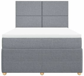 Cama com molas/colchão 140x200 cm tecido cinzento-claro