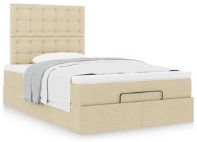 Estrutura de cama otomana com colchão 120x190 cm tecido creme