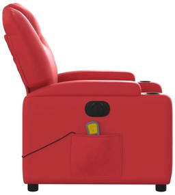 Poltrona massagens reclinável elétrica couro artif. vermelho