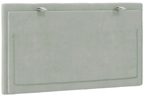 Almofadão de cabeceira 80 cm veludo cinzento-claro