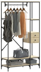 Charriot/Suporte p/ roupas c/ prateleiras deriv. madeira carvalho sono