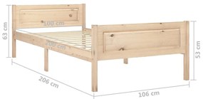 Estrutura de cama 100x200 cm madeira pinho maciço