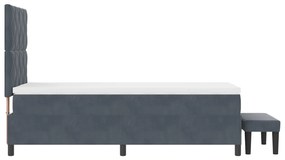 Cama Box Spring com Colchão &amp; Banco Cinza Escuro 90x200 cm Veludo