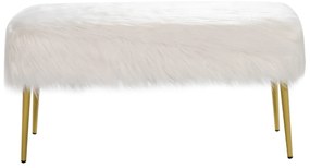 Banco de Entrada Quarto Cama em Couro Sintético com Pés Decorativos Rectangulares de Pés Decorativos 91 x 35,5 x 45,5 cm Branco