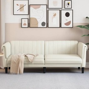 vidaXL Sofá de 3 lugares veludo cor creme