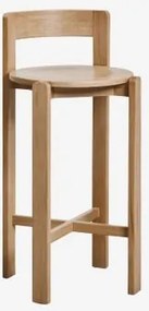 Pack De 2 Bancos Altos Em Madeira De Carvalho Noreli ↑75 Cm & Castanho Roble - Sklum