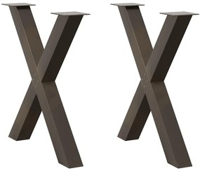 Pés para mesa de jantar em formato de X, 2 peças, aço natural, 80x(72-
