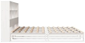 Cama com estante sem colchão 200x200 cm madeira maciça branco