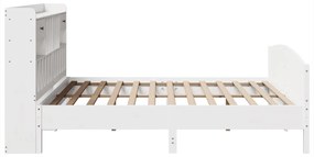 Cama com estante sem colchão 200x200 cm pinho maciço branco