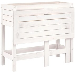 Floreira de jardim com tampo dobrável pinho maciço branco