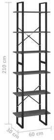 Estante 60x30x210 cm derivados de madeira cinzento