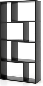 Estante geométrica de 4 níveis 60 x 20 x 120 cm, organizador de 8 cubos, estante aberta para exposição para sala de estar ou escritório Preta