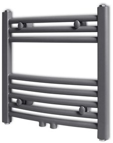 141896 vidaXL Aquecedor toalhas casa de banho curvo 480 x 480 mm cinzento