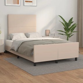 vidaXL Estrutura cama cabeceira 120x200 cm couro artificial cappuccino