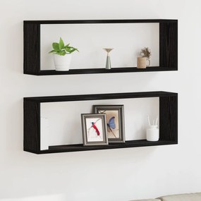 Prateleiras de Parede vidaXL - Conjunto de 2, Carvalho Preto, 80x15x26