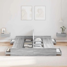 Estrado de cama com arrumação Sonoma cinzento 140 x 200 cm