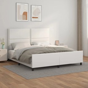 Estrutura cama c/ cabeceira 180x200 cm couro artificial branco