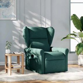 vidaXL Poltrona reclinável tecido verde-escuro