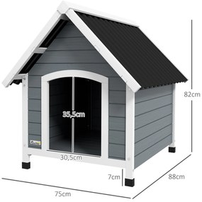 PawHut Casota para Cães 75x88x82 cm Casa para Cães de Tamanho Médio co